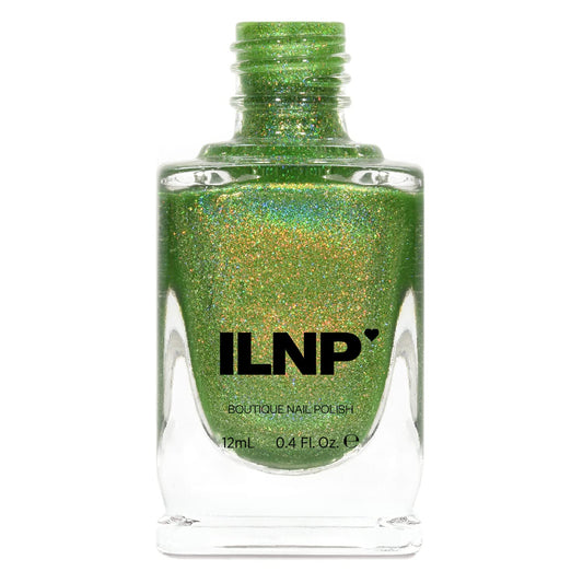 ILNP 1UP - Lime Green Holographic Nail Polish, Chip Resistant Manicure, Long Wear Nail Lacquer, Smooth & Glossy Finish, Non-Toxic, Vegan, Cruelty Free, 12ml