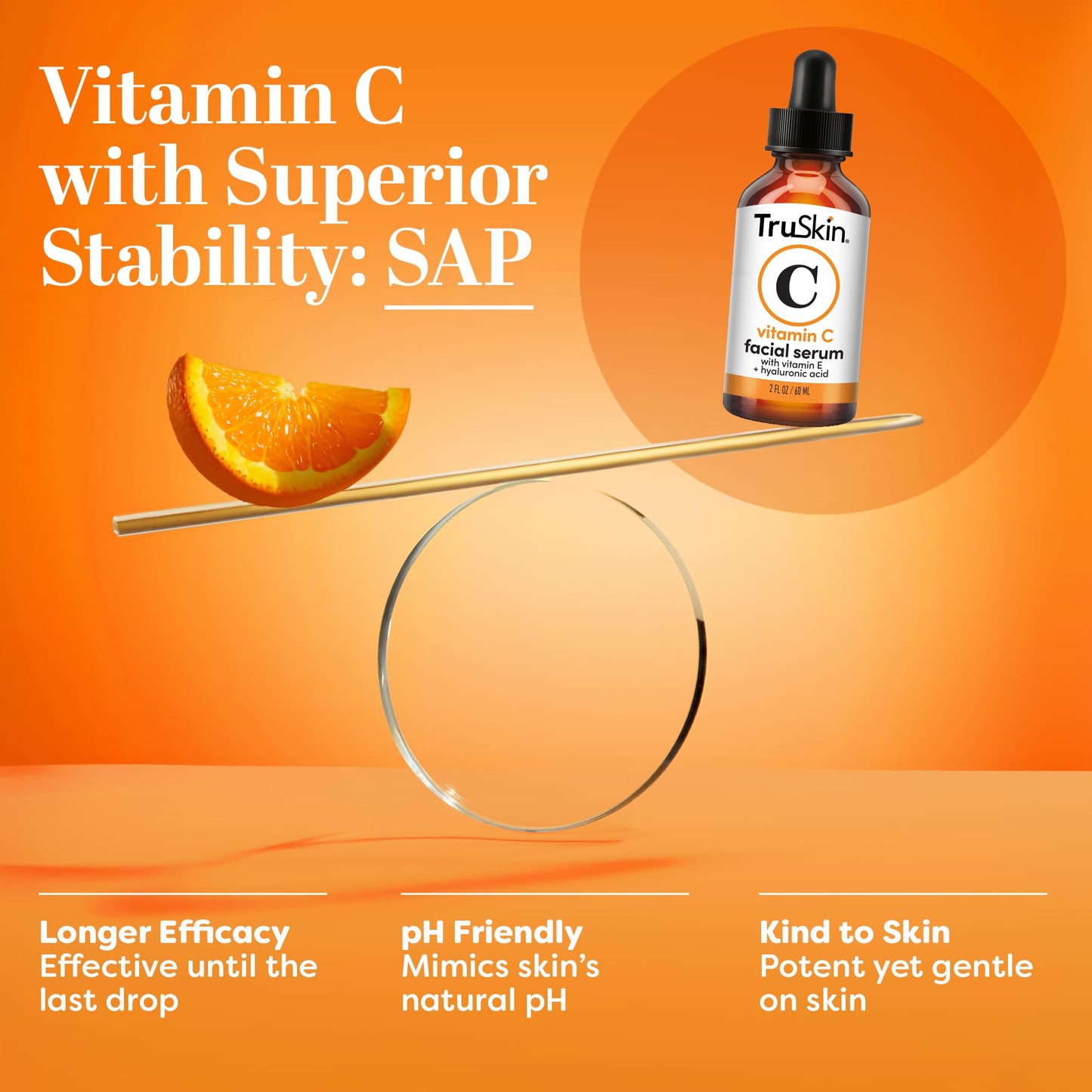 TruSkin Vitamin C Serum – Anti Aging Facial Serum with Vitamin C, Hyaluronic Acid, Vitamin E and More – Brightening Serum for Dark Spots, Even Skin Tone, Eye Area, Fine Lines & Wrinkles, 2 Fl Oz