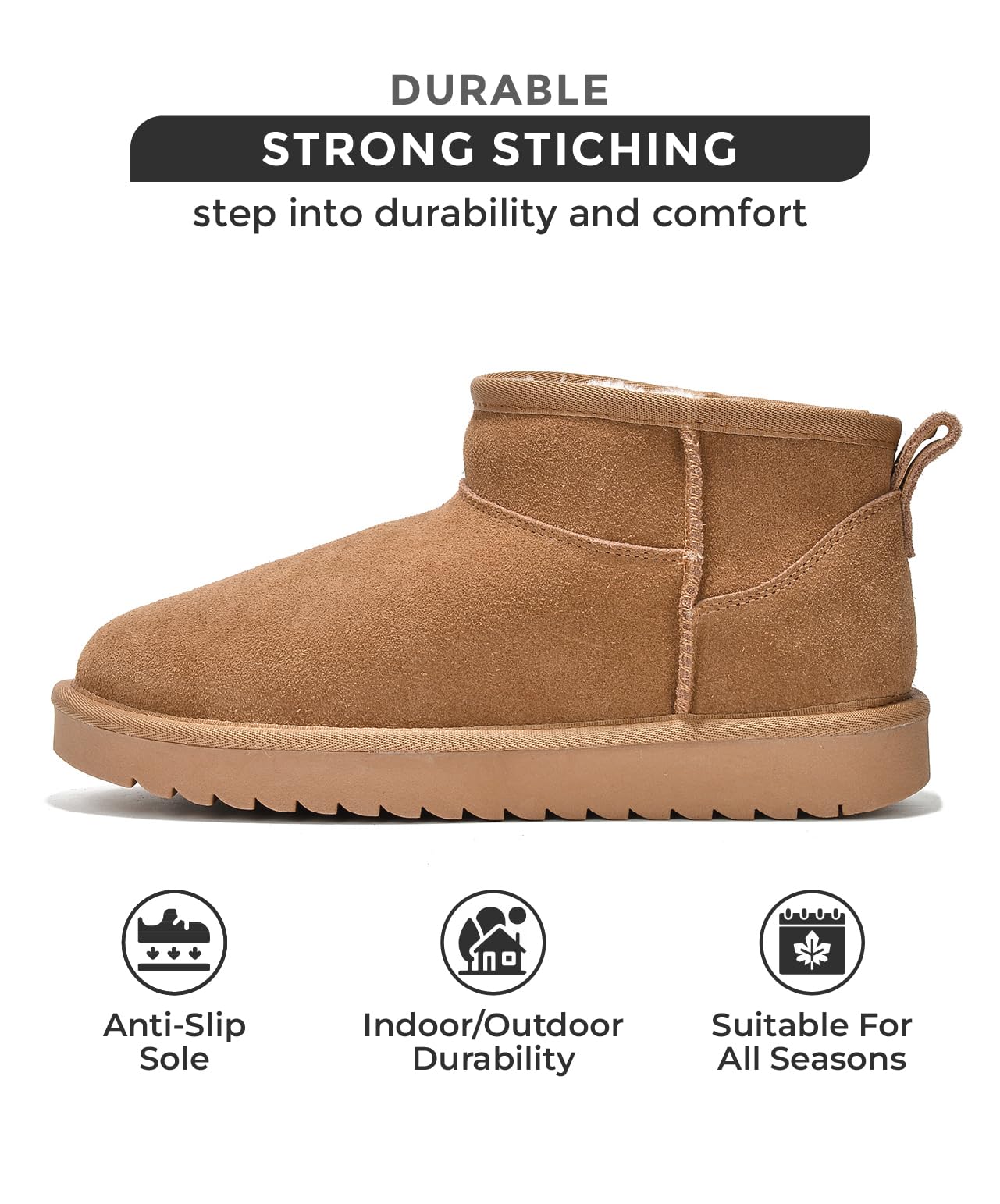 Project Cloud Genuine Suede Ankle Boots for Women - Water Resistant Winter Boots for Women - Memory Foam Insole Trending Shoes for Women - Comfortable Women's Ankle Boots (Hippy, Chestnut, 5.5)