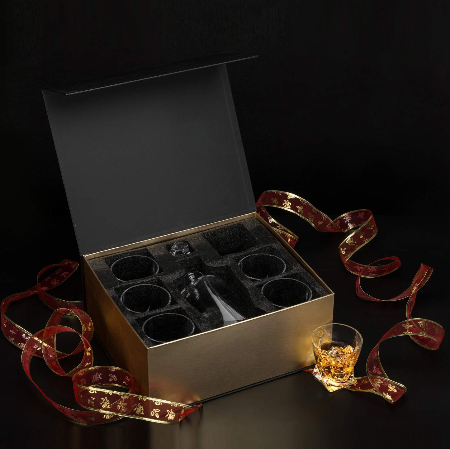 KANARS Whiskey Decanter Set, Premium Crystal Liquor Decanter with 6 Old Fashioned Glasses for Cocktail Scotch Bourbon Irish Whisky Alcohol, Unique Men Gifts for Father's Day