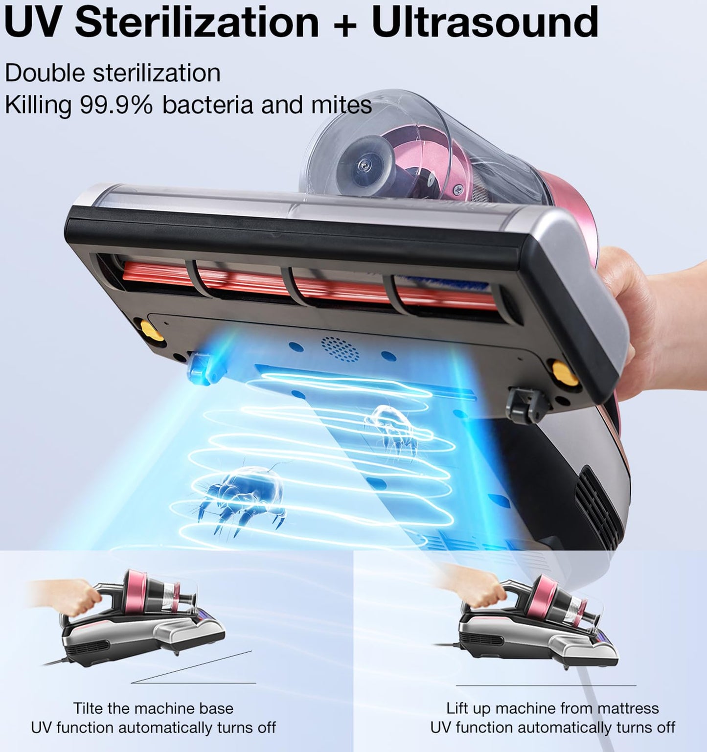 Jimmy Mattress Vacuum Cleaner, Bed Vacuum Cleaner with UV-C Light & Ultrasonic, 15Kpa Suction 500W Powerful Handheld Vacuums for Dust & Pet Hair with HEPA (BX5 Pro, Corded)