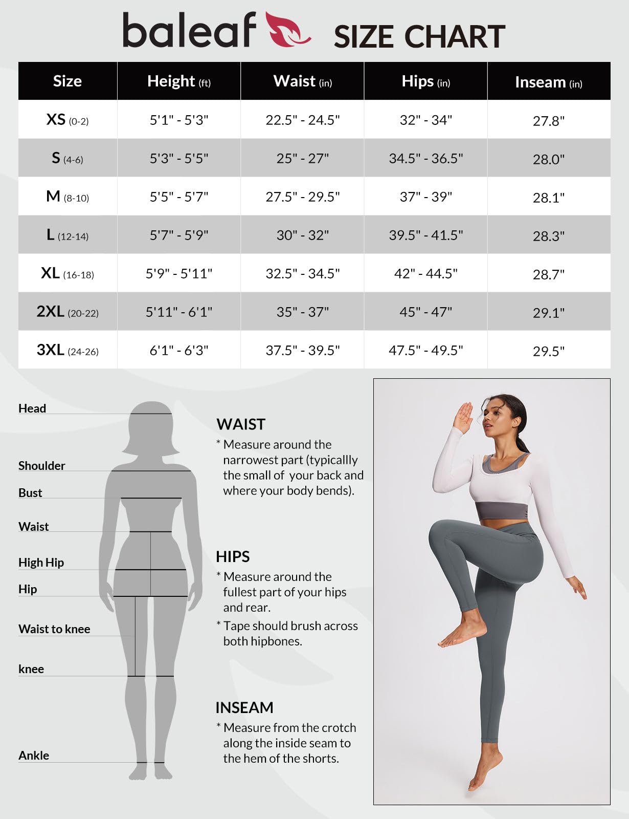 BALEAF Leggings for Women Fleece Lined Thermal Warm Winter Tights High Waisted Thick Yoga Pants Cold Weather Inner Pocket Grey XS