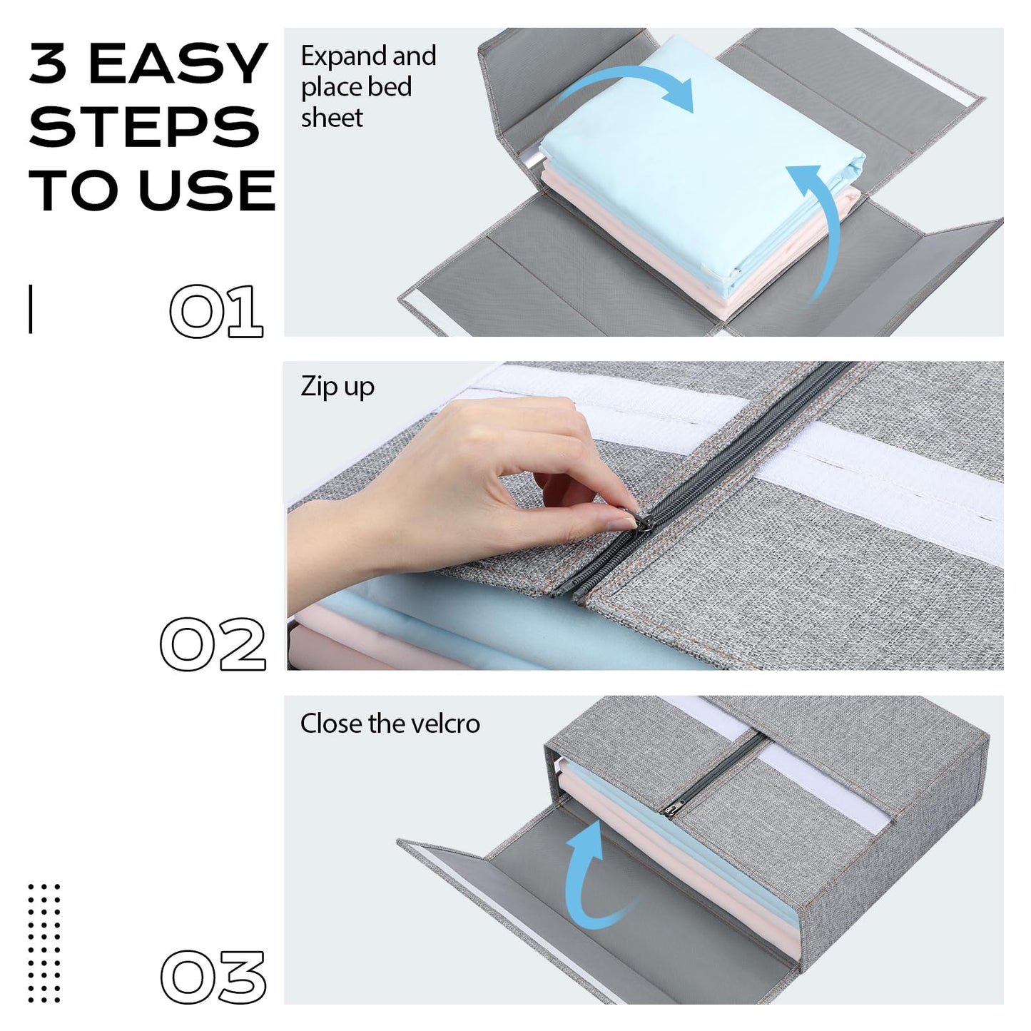 Yecaye Bed Sheet Organizers and Storage, 2 Pack Sheet Organizer for Linen Closet, Foldable Bedding Sheets Set Organizer (Queen & King Size) with Window for Bedsheets,Duvet Covers and Pillow