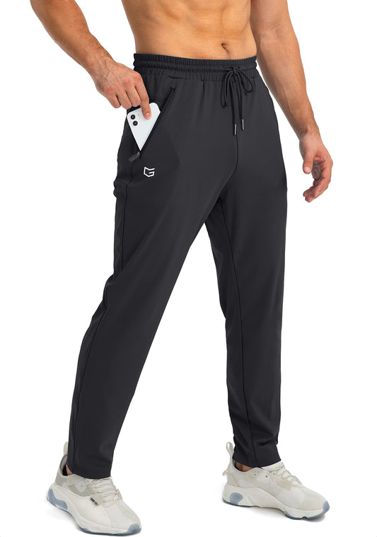 G Gradual Men's Sweatpants with Zipper Pockets Tapered Joggers for Men Athletic Pants for Workout, Jogging, Running (Black, Large)