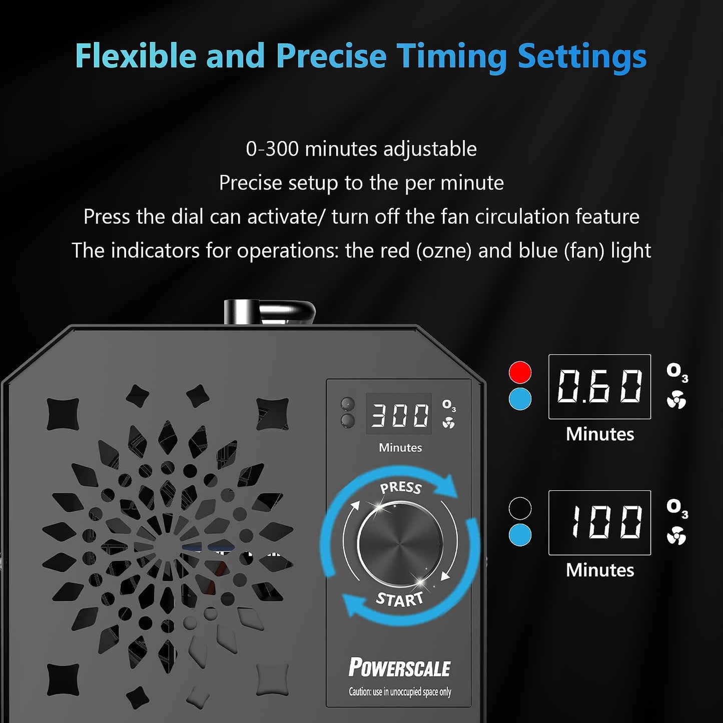 PowerScale Ozone Generator 55,000mg/h OZB1 Ozone Odor Eliminator Commercial Ozone Machine Odor Removal, For Home, Car, Pet Room Ozone Machine - High Capacity Ionizer Ozone Air Purifier, Black