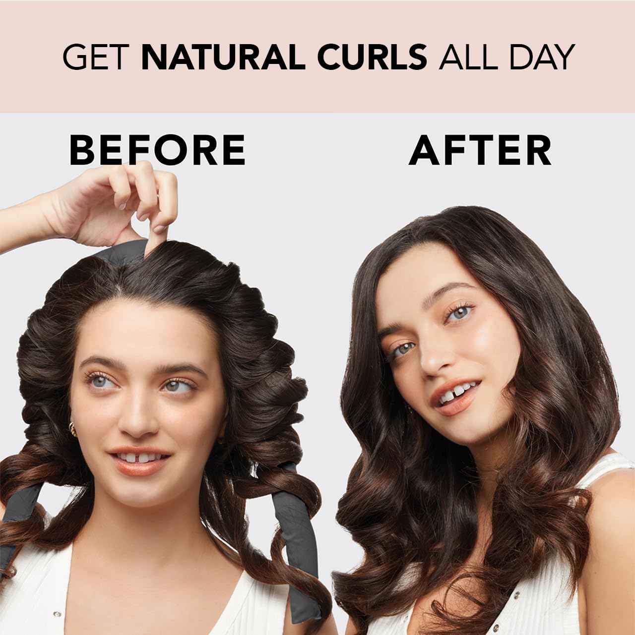 Kitsch Satin Heatless Curling Set for No-Heat Soft Curls | Overnight Hair Curlers & Curling Rod Headband, Frizz-Free Styling | Gentle Rollers for All Hair Types - 1 Pack (Charcoal)