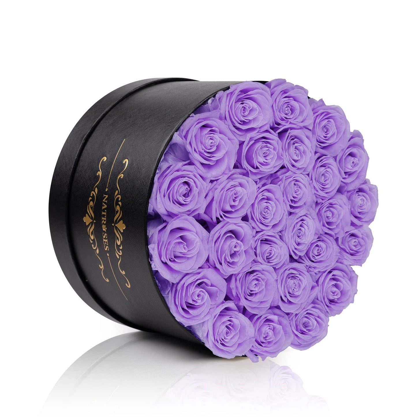 NATROSES Forever Preserved Roses in a Box, 100% Real Roses That Last Up to 3 Years, Preserved Flowers for Delivery Prime Birthday, Valentines Day Gifts for Her (Violet)