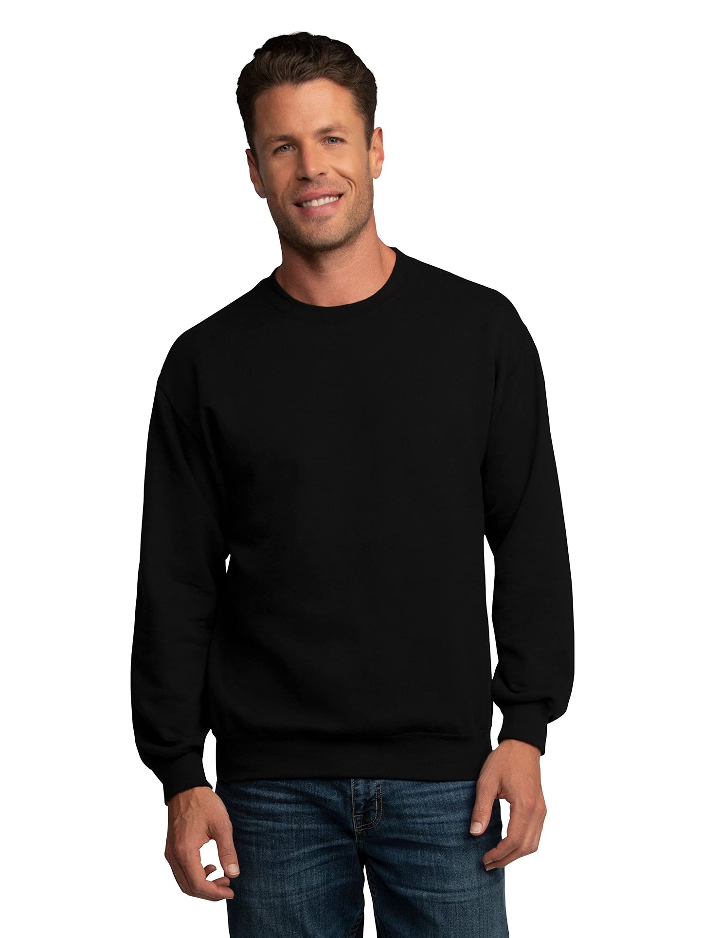 Fruit of the Loom Men's Eversoft Fleece Sweatshirts & Hoodies, Sweatshirt-Black, Large