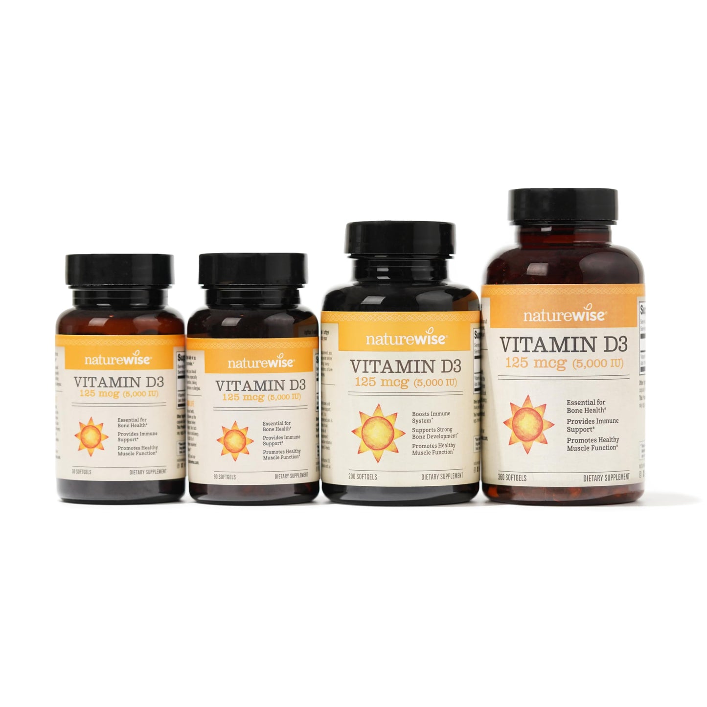 NatureWise Vitamin D3 5000iu (125 mcg) 1 Year Supply for Healthy Muscle Function, and Immune Support, Non-GMO, Gluten Free in Cold-Pressed Olive Oil, Packaging Vary ( Mini Softgel), 360 Count