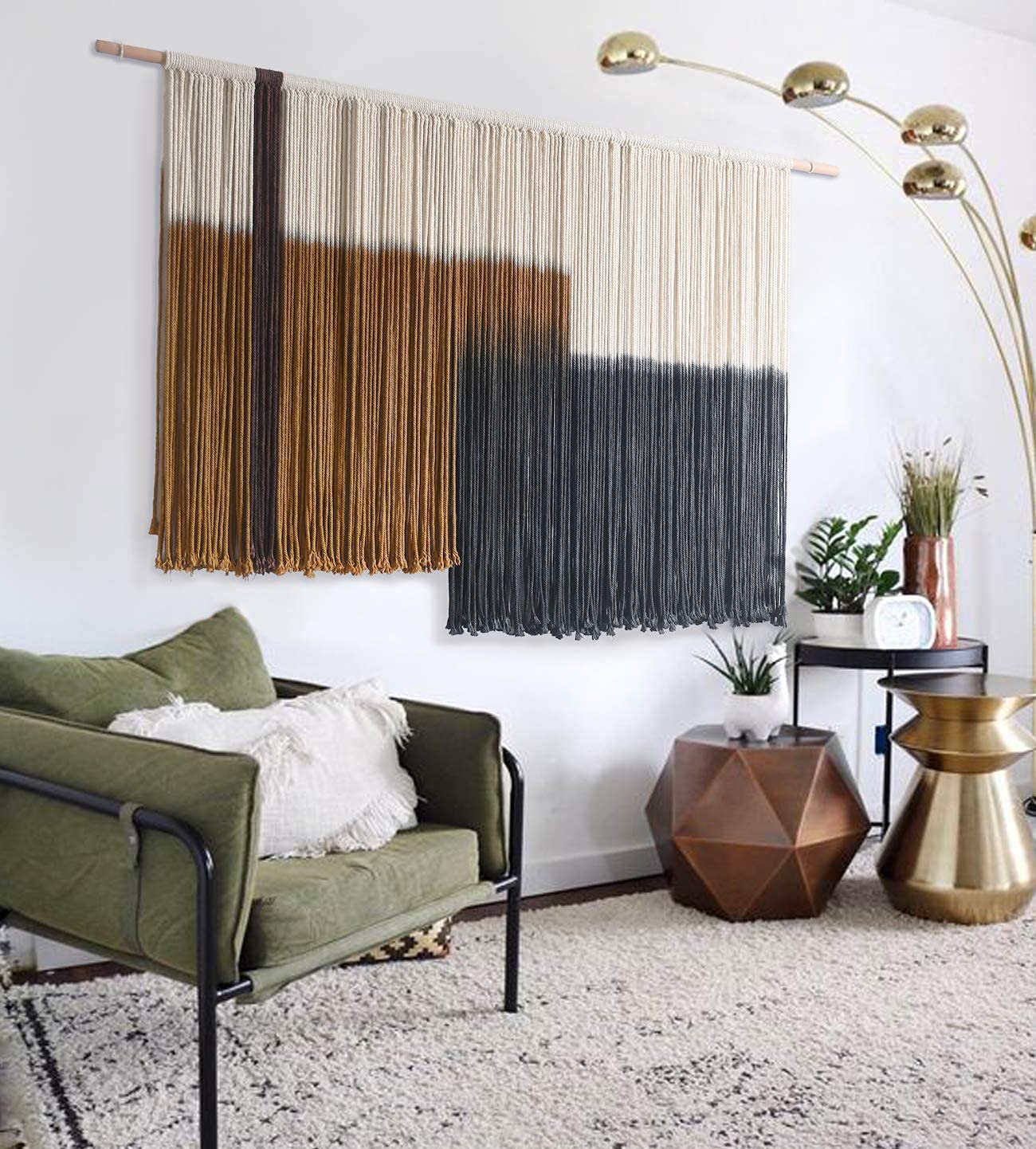 Macrame Wall Hanging Large Dip Dye Tapestry Fiber Wall Art Boho Bedroom Décor 59''W*35''L