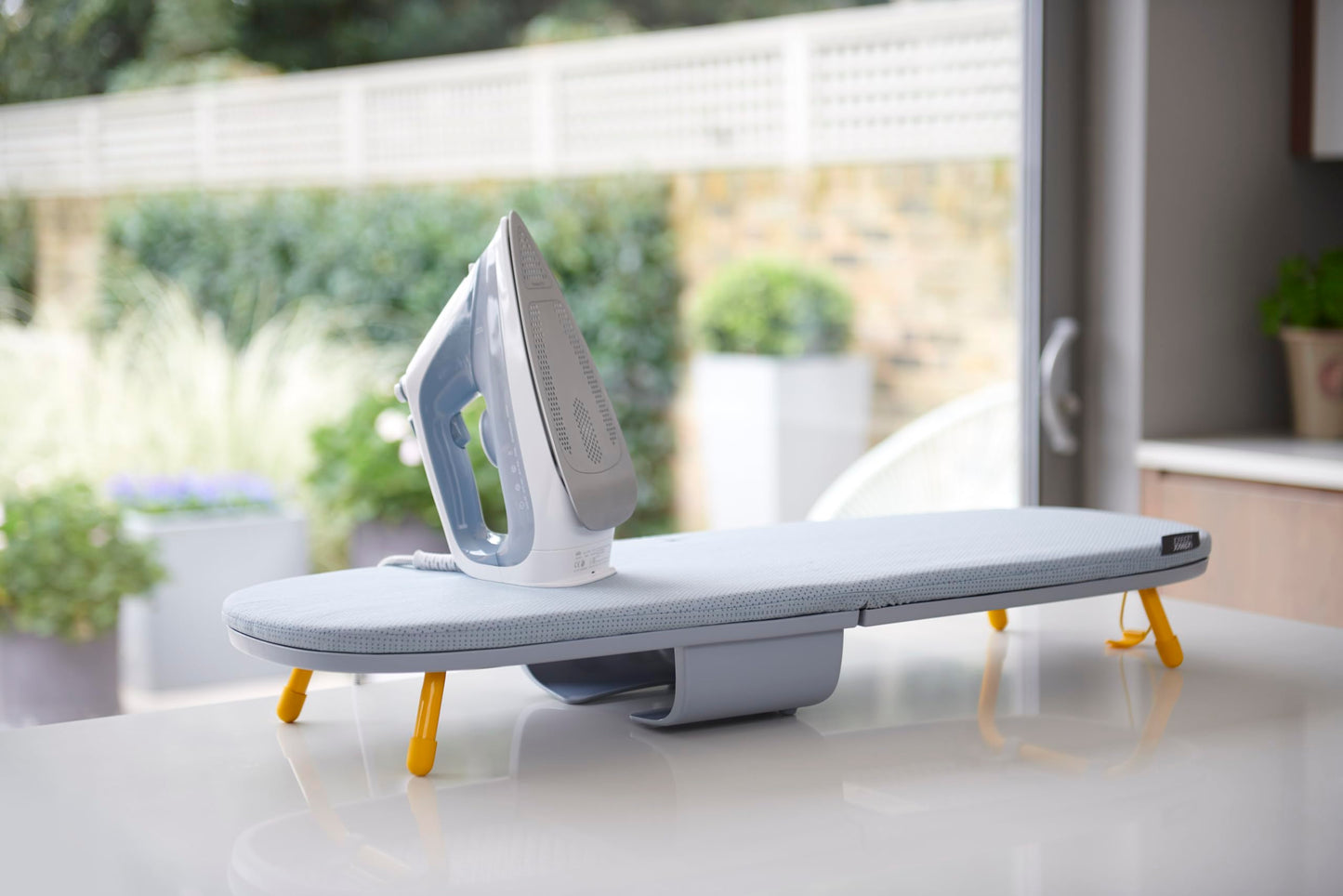 Joseph Joseph Folding Tabletop Ironing Board with Iron Holder, Compact, Space-Saving, Grey/Yellow(50009)