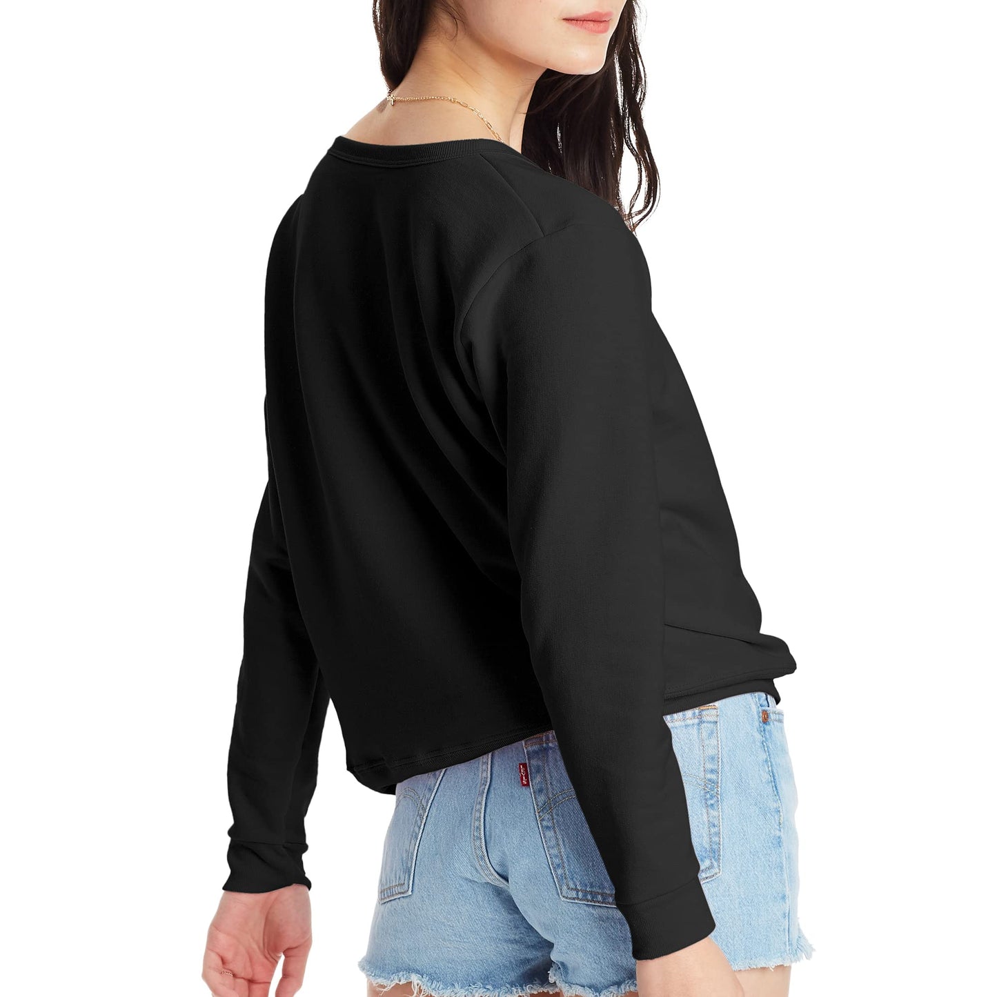 Hanes Women's EcoSmart Crewneck Sweatshirt, Ebony, Medium
