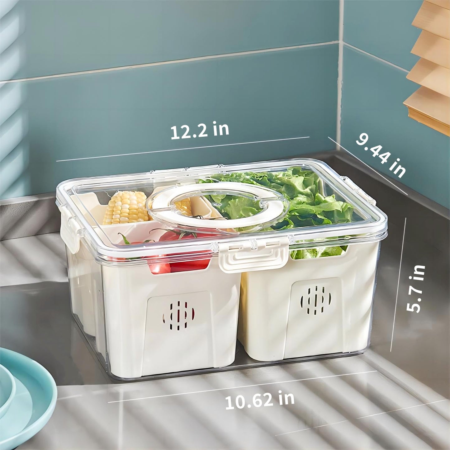 MEIHAOME Fruit Storage Containers for Fridge,Refrigerator Organizer Bins with Lids,3 Removable Containers for Food,Fridge Organizers and Storage,Stackable Produce Berry Veggie Stay Fresh Containers