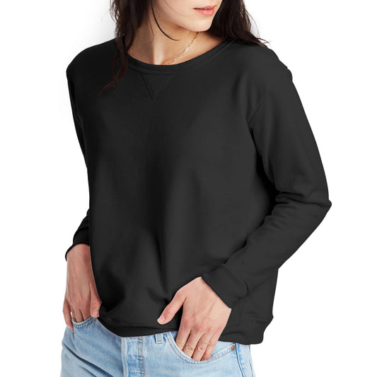 Hanes Women's EcoSmart Crewneck Sweatshirt, Ebony, Medium