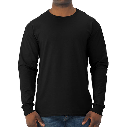 Jerzees Men's Dri-Power Cotton Blend Long Sleeve Tees, Moisture Wicking, Odor Protection, UPF 30+, Sizes S-3X, Black, Large