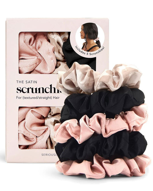 Kitsch Satin Hair Scrunchies for Women, Softer Than Silk Scrunchies for Hair, Satin Scrunchies for Girls, Satin Hair Ties for Women, Silk Hair Ties No Damage, Silk Ponytail Holders, 5pcs Assorted