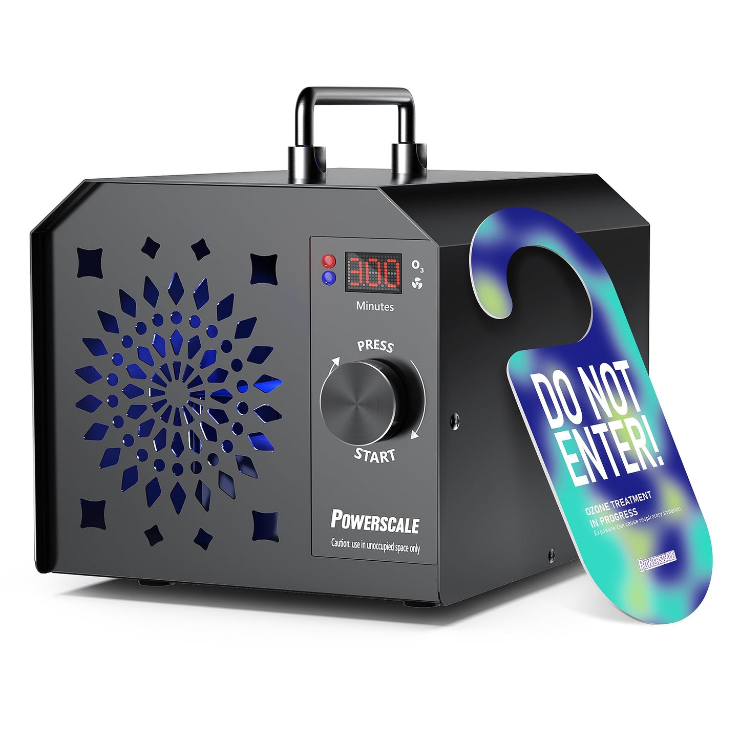 PowerScale Ozone Generator 55,000mg/h OZB1 Ozone Odor Eliminator Commercial Ozone Machine Odor Removal, For Home, Car, Pet Room Ozone Machine - High Capacity Ionizer Ozone Air Purifier, Black