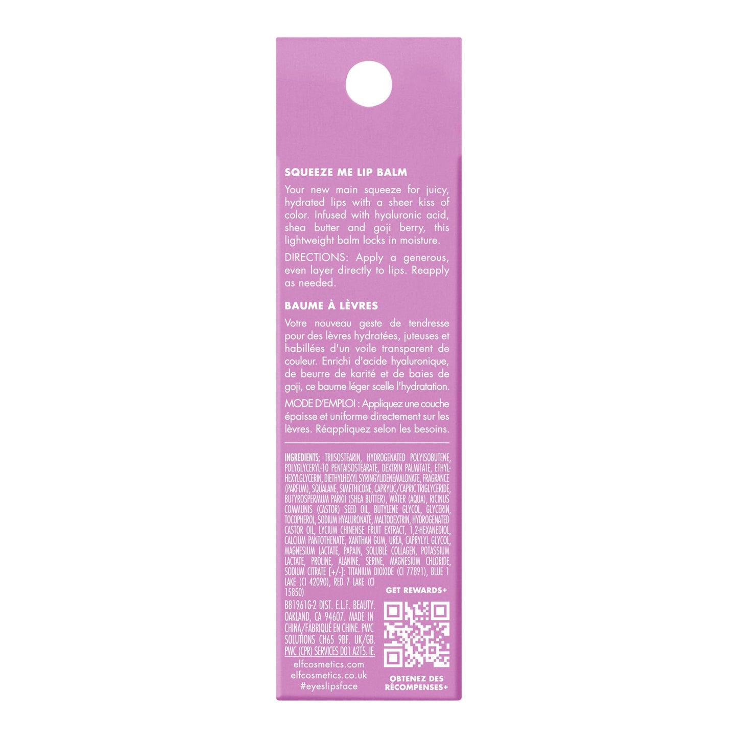 e.l.f. Squeeze Me Lip Balm, Moisturizing Lip Balm For A Sheer Tint Of Color, Infused With Hyaluronic Acid, Vegan & Cruelty-free, Grape