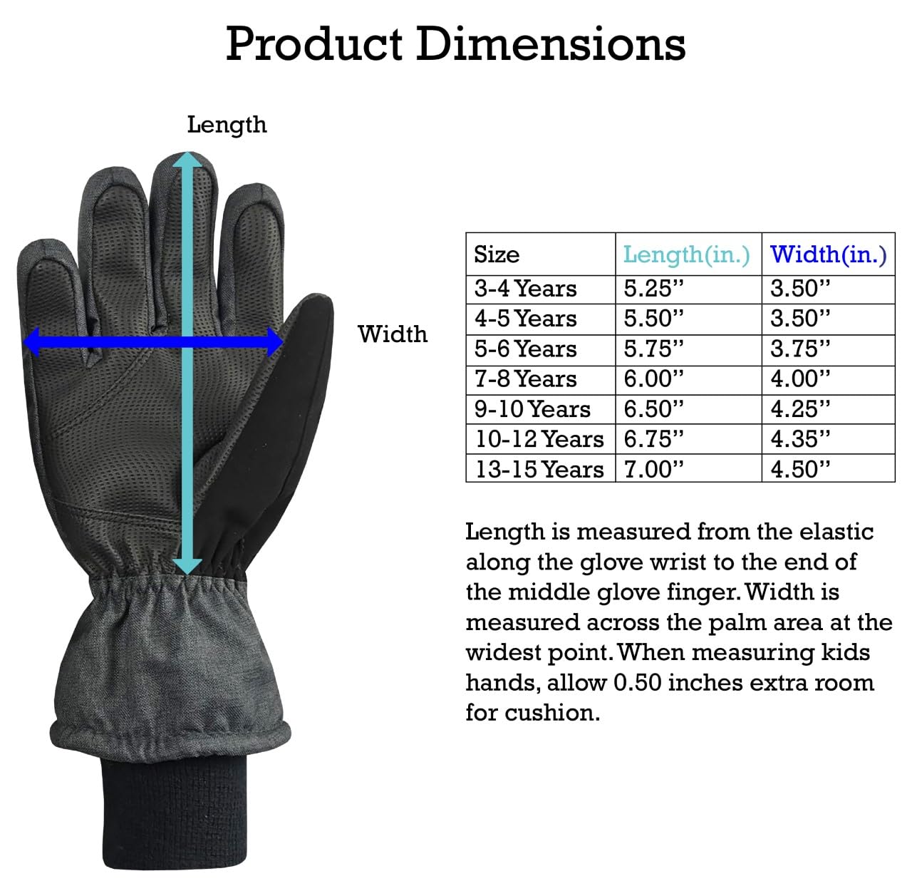 N'Ice Caps Kids Waterproof Winter Thinsulate Warm Gloves (Black, 10-12 Years)