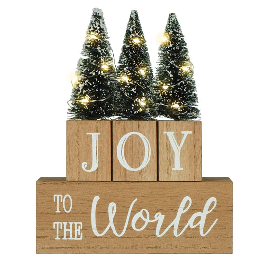 Eternhome Christmas Tree Decorations LED Lighted JOY to the World Block for Home Farmhouse Winter Wooden Decor Vintage Rustic Sign for Table House Kitchen Holiday Xmas