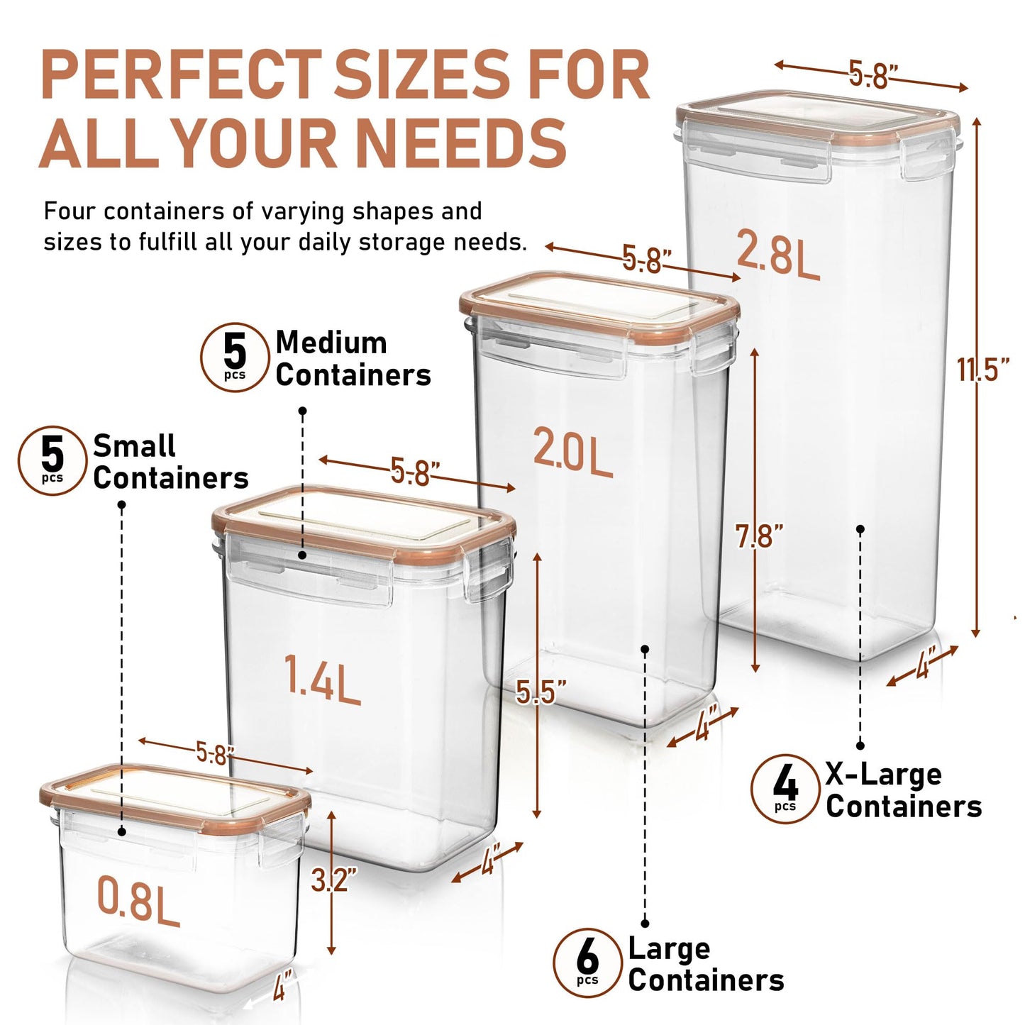 WHITE FEATHER SUPPLIES 40 PCS Airtight Food Storage Containers with Lids for Kitchen Pantry Organization and Storage - Leakproof BPA-Free Plastic Kitchen Canisters Set for Cereal, Pasta, Flour, Sugar