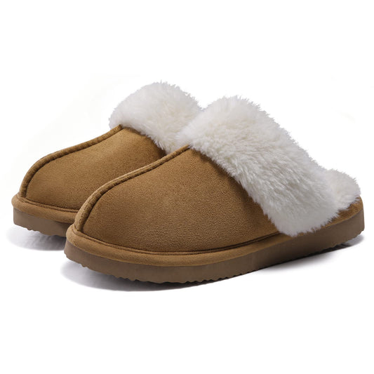 Litfun Women's Fuzzy Memory Foam Slippers Fluffy Winter House Shoes Indoor and Outdoor, Chestnut 5.5-6