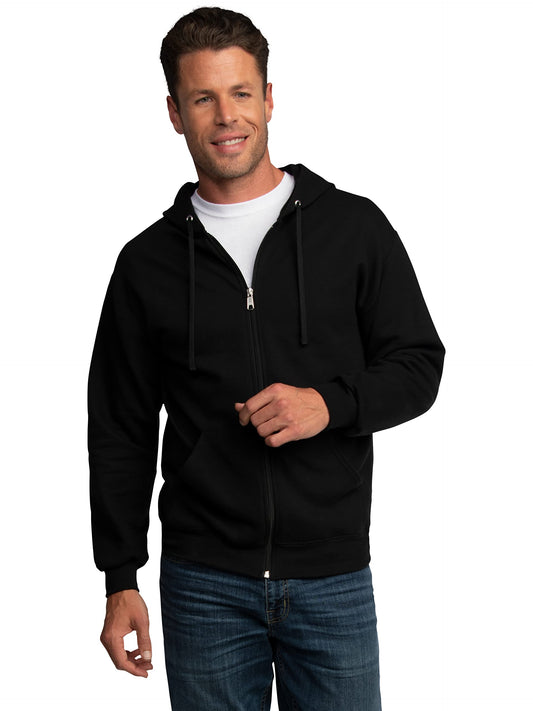 Fruit of the Loom Men's Eversoft Fleece Sweatshirts & Hoodies, Full Zip-Black, Large