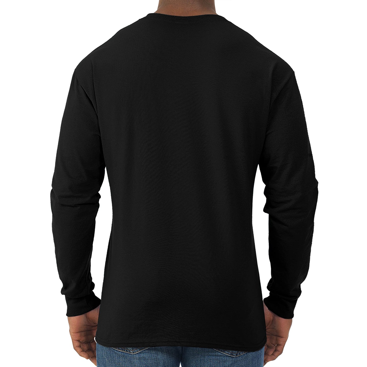 Jerzees Men's Dri-Power Cotton Blend Long Sleeve Tees, Moisture Wicking, Odor Protection, UPF 30+, Sizes S-3X, Black, Large