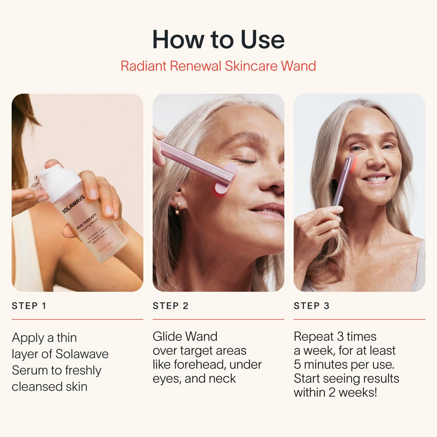 Solawave 4-in-1 Radiant Renewal Facial Wand & Skin Therapy Serum Bundle | Red Light Therapy for Face and Neck | Galvanic Skincare Wand & Massager | Anti-Aging Wrinkle Reduction | Solawave Original
