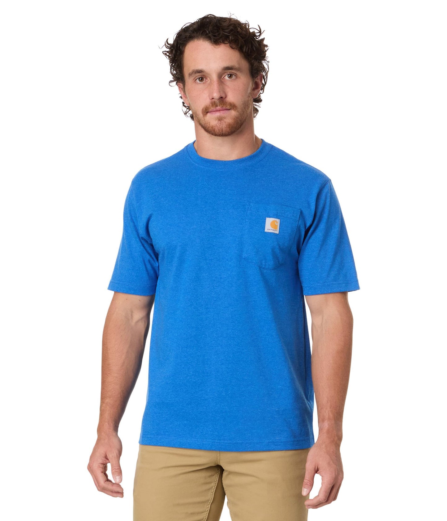 Carhartt Men's Loose Fit Heavyweight Short-Sleeve Pocket T-Shirt (Also Available in Big & Tall), Beacon Blue Heather