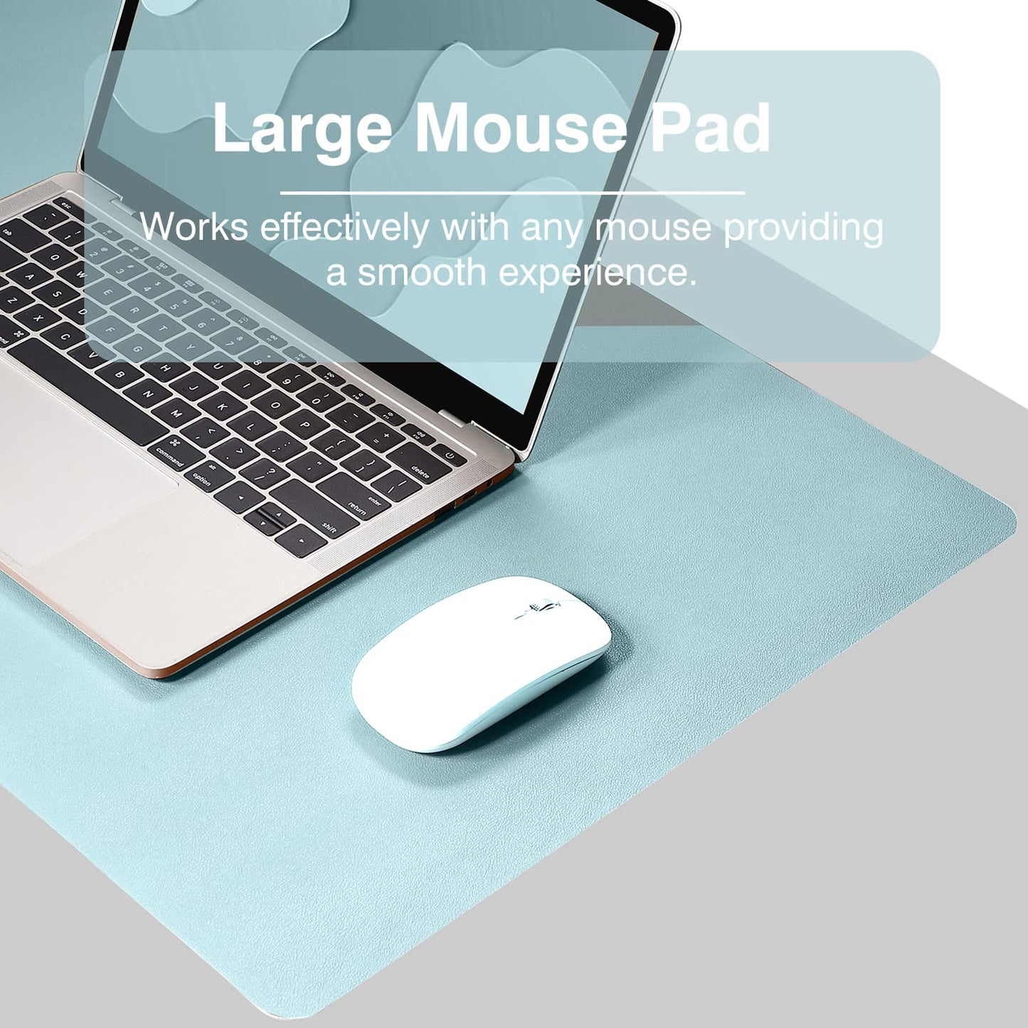 TOWWI Dual Sided Desk Pad, Large Desk Mat, Waterproof Desk Blotter Protector Mouse Pad, Leather Desk Pad Large for Keyboard and Mouse (24" x 14", Blue/Silver)