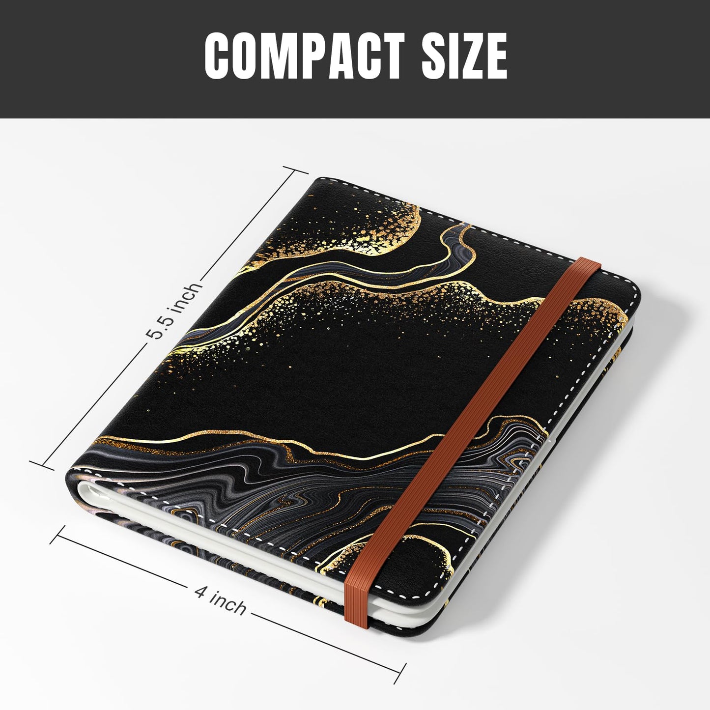 Rimilak Passport Holder, RFID Blocking Passport Cover Wallet with Clear Window, Leather Travel Air Ticket Documents Organizer Protector for Women and Men, Gold Marble