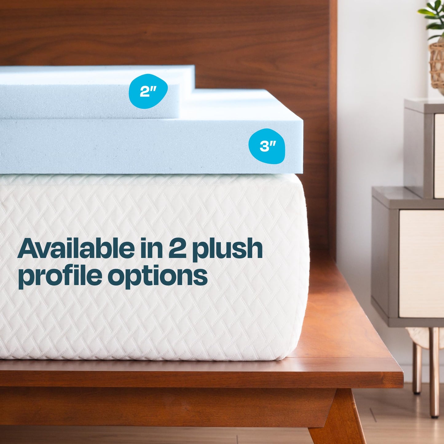LINENSPA Memory Foam Mattress Topper - 2 Inch Gel Infused Memory Foam - Plush Feel - Cooling and Pressure Relieving - CertiPUR Certified - Dorm Room Essentials - Twin Size