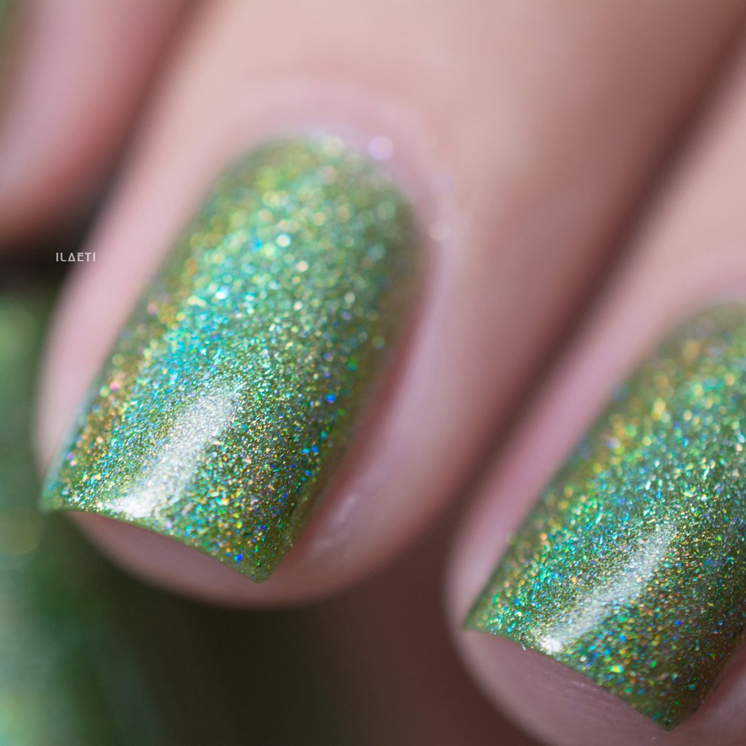 ILNP 1UP - Lime Green Holographic Nail Polish, Chip Resistant Manicure, Long Wear Nail Lacquer, Smooth & Glossy Finish, Non-Toxic, Vegan, Cruelty Free, 12ml