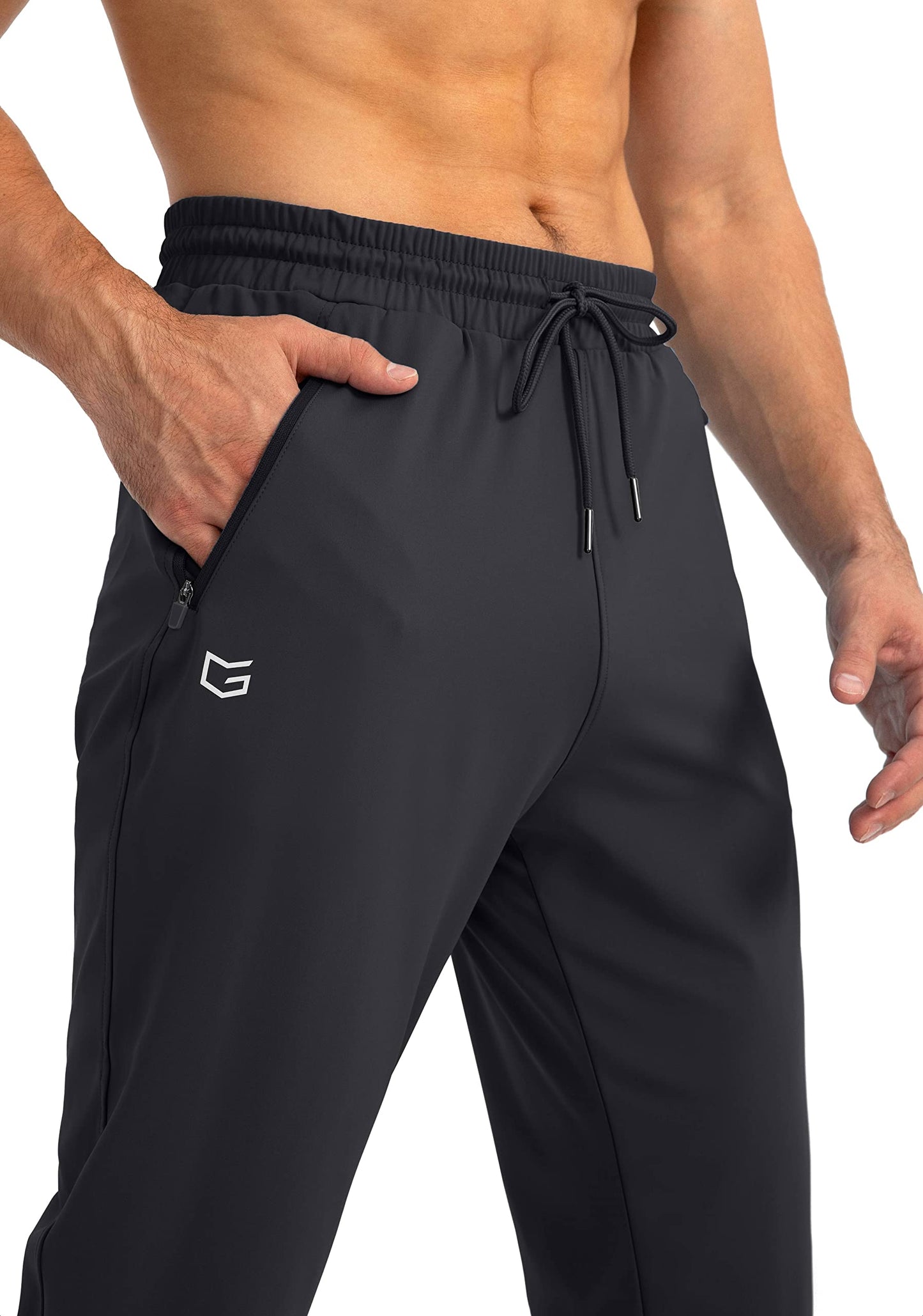 G Gradual Men's Sweatpants with Zipper Pockets Tapered Joggers for Men Athletic Pants for Workout, Jogging, Running (Black, Large)