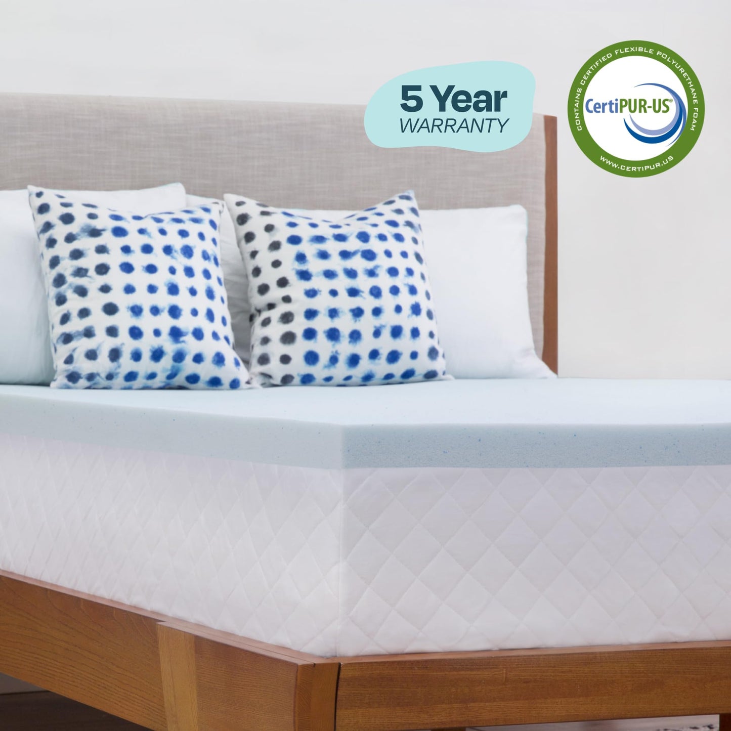 LINENSPA Memory Foam Mattress Topper - 2 Inch Gel Infused Memory Foam - Plush Feel - Cooling and Pressure Relieving - CertiPUR Certified - Dorm Room Essentials - Twin Size