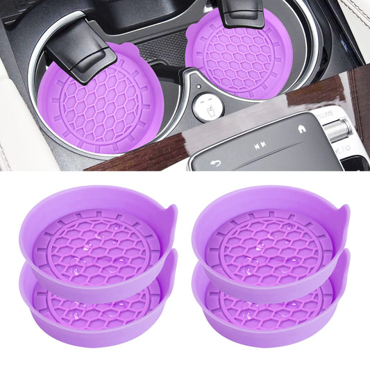 Amooca Automotive Cup Holders Universal Car Cup Coaster Waterproof Non-Slip Sift-proof spill Holder Car Interior Accessories 4 Pack Purple