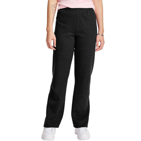 Hanes Women's EcoSmart Open Bottom Leg Sweatpants,Ebony,Medium