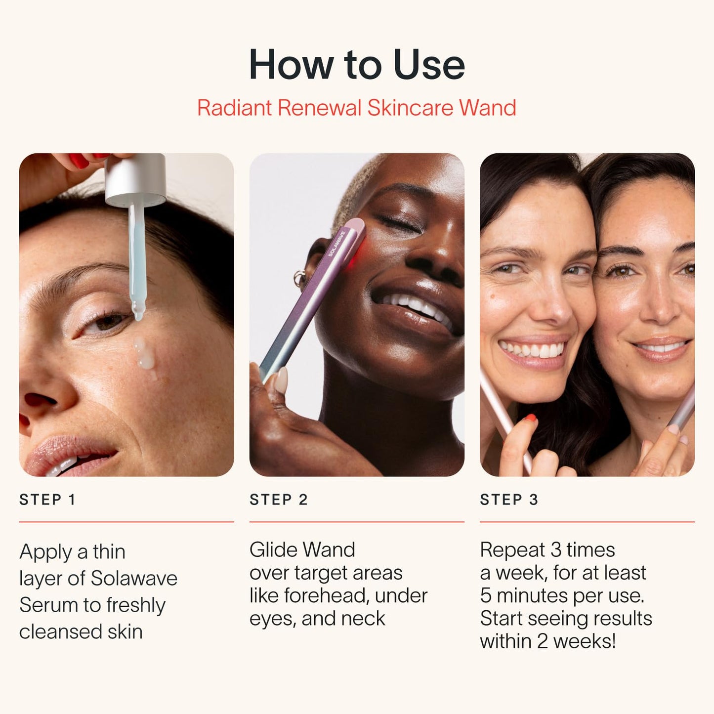 Solawave 4-in-1 Radiant Renewal Wand and Serum Bundle, Face Skincare Wand with Facial Massager, Facial Wand with Renew Complex Serum