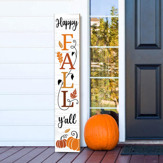 Happy Fall Y'all Wooden Porch Sign 47" Autumn Large Welcome Porch Sign for Pumpkin Sign Home Front Door Yard Party Decor