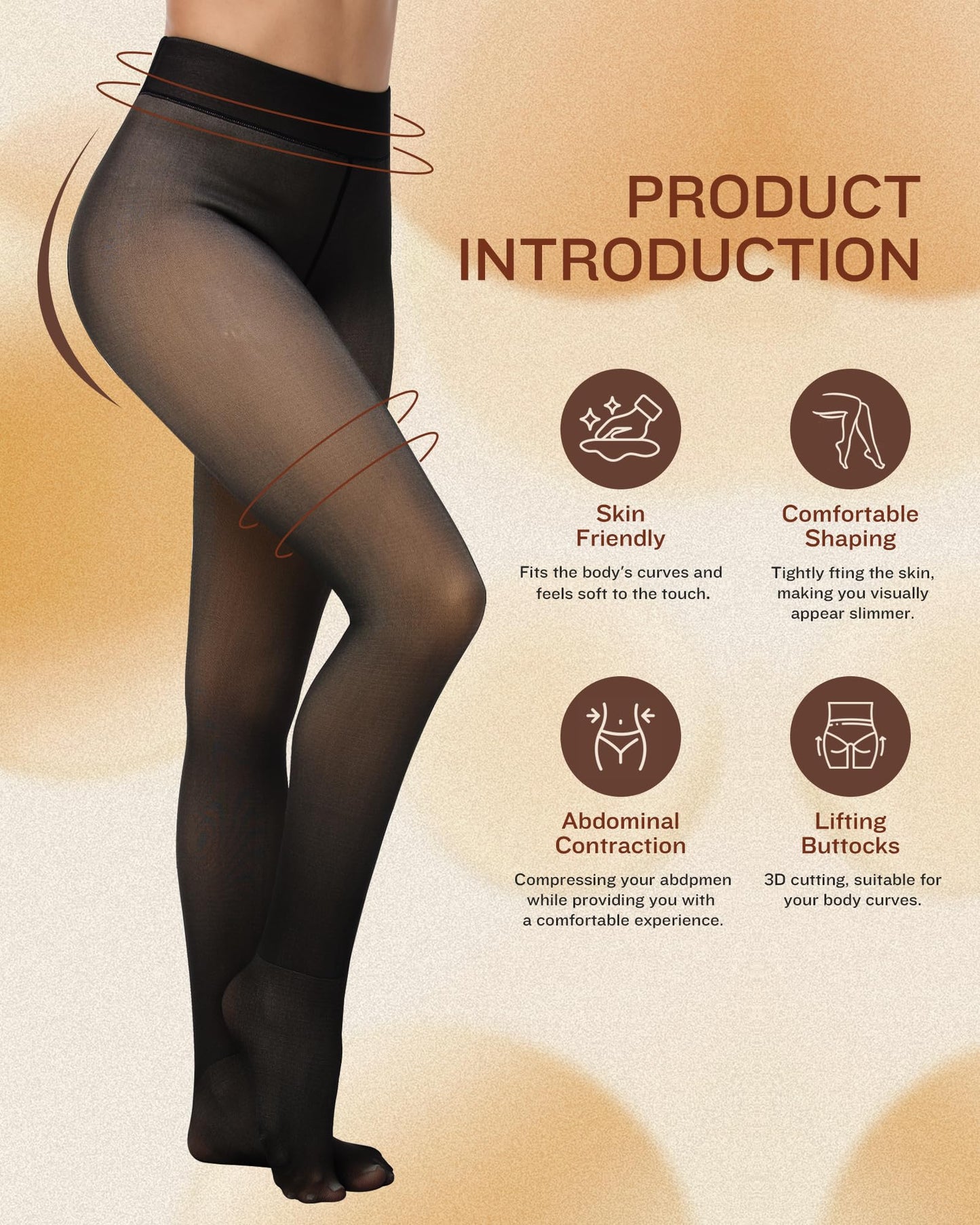 CHRLEISURE Women's Fleece Lined Tights - Fake Sheer Warm Pantyhose Thick Leggings(TR Black, M/L)