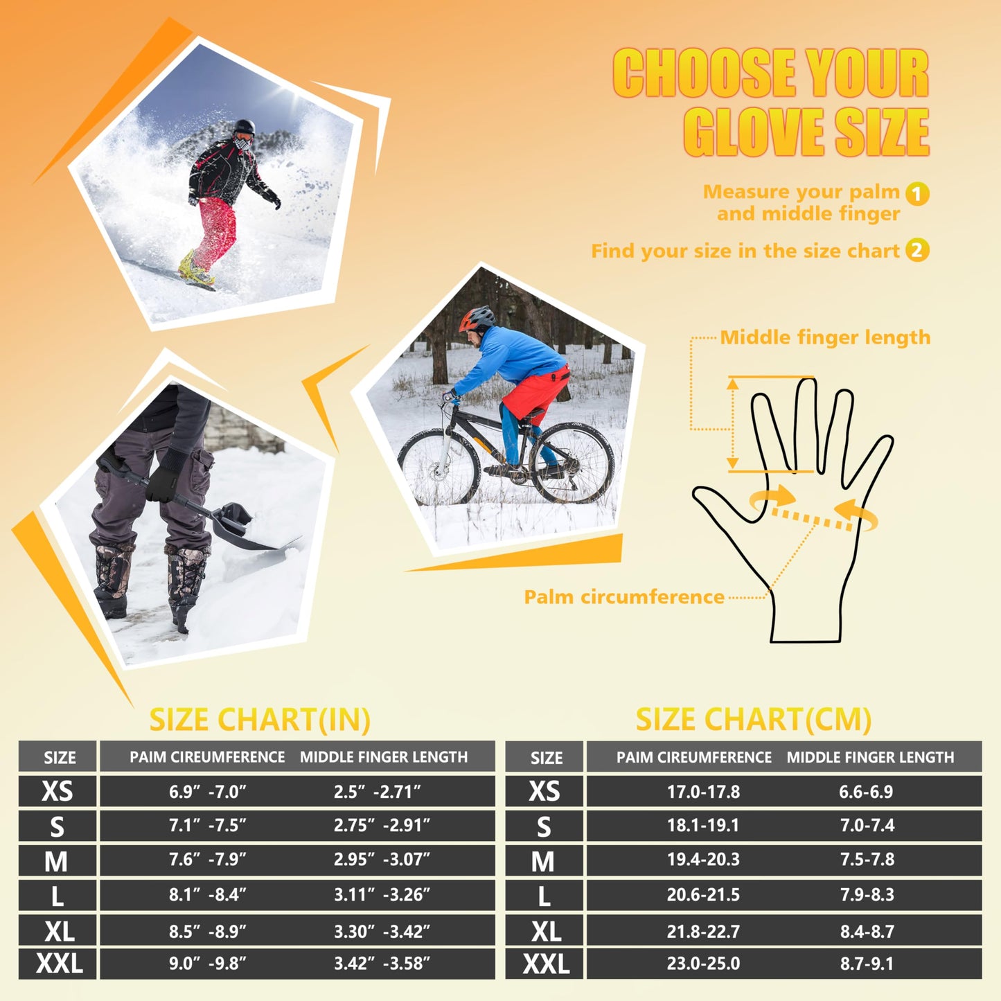 ihuan Winter Waterproof Ski Gloves Men Women, Snow Cycling Gloves Cold Weather, Running As Stocking Stuffers