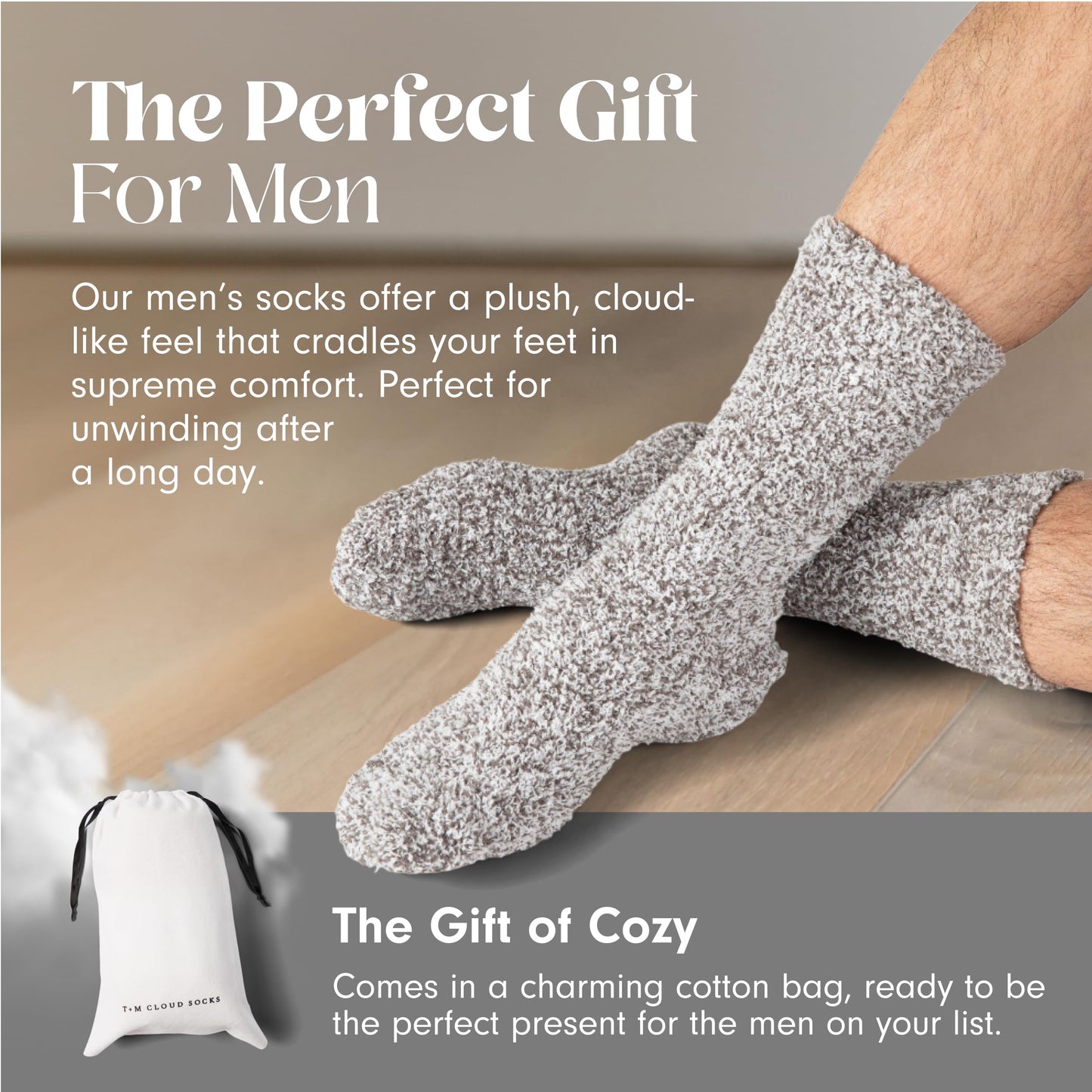 Unboxme Gifts Mens Warm Sock - Warm & Cozy Fuzzy Sleep Socks, 1 Pair Heather Charcoal