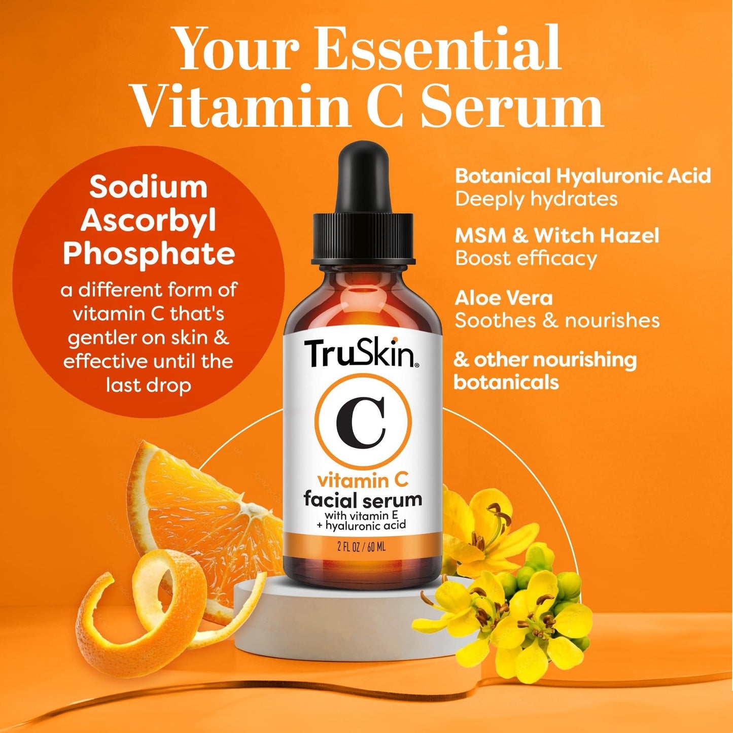 TruSkin Vitamin C Serum – Anti Aging Facial Serum with Vitamin C, Hyaluronic Acid, Vitamin E and More – Brightening Serum for Dark Spots, Even Skin Tone, Eye Area, Fine Lines & Wrinkles, 2 Fl Oz