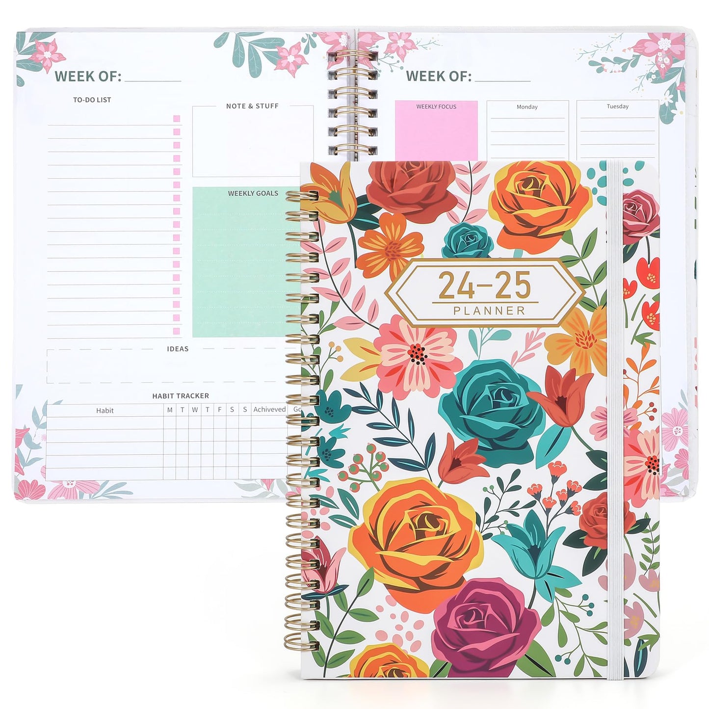 Undated Weekly Planner- Weekly Goals Notebook with To Do List and Habit Tracker, Journal Planner, Agenda 2024-2025 Daily Weekly Planner Undated Hardcover, a5, 8.6 x 6.3 inches, White