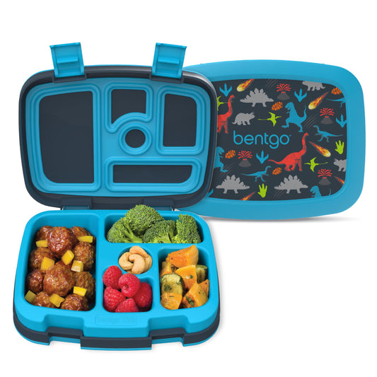 Bentgo Kids Prints Leak-Proof, 5-Compartment Bento-Style Kids Lunch Box - Ideal Portion Sizes for Ages 3-7, Durable, Drop-Proof, Dishwasher Safe, & Made with BPA-Free Materials (Dinosaur)