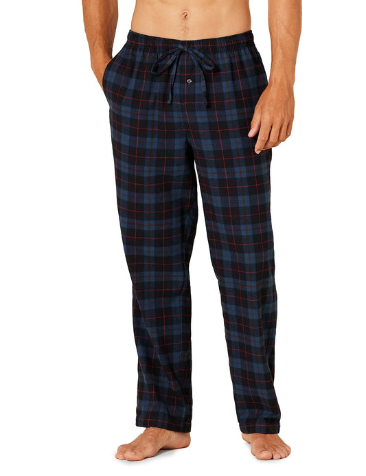 Amazon Essentials Men's Flannel Pajama Pant (Available in Big & Tall), Black Blue Plaid, Large