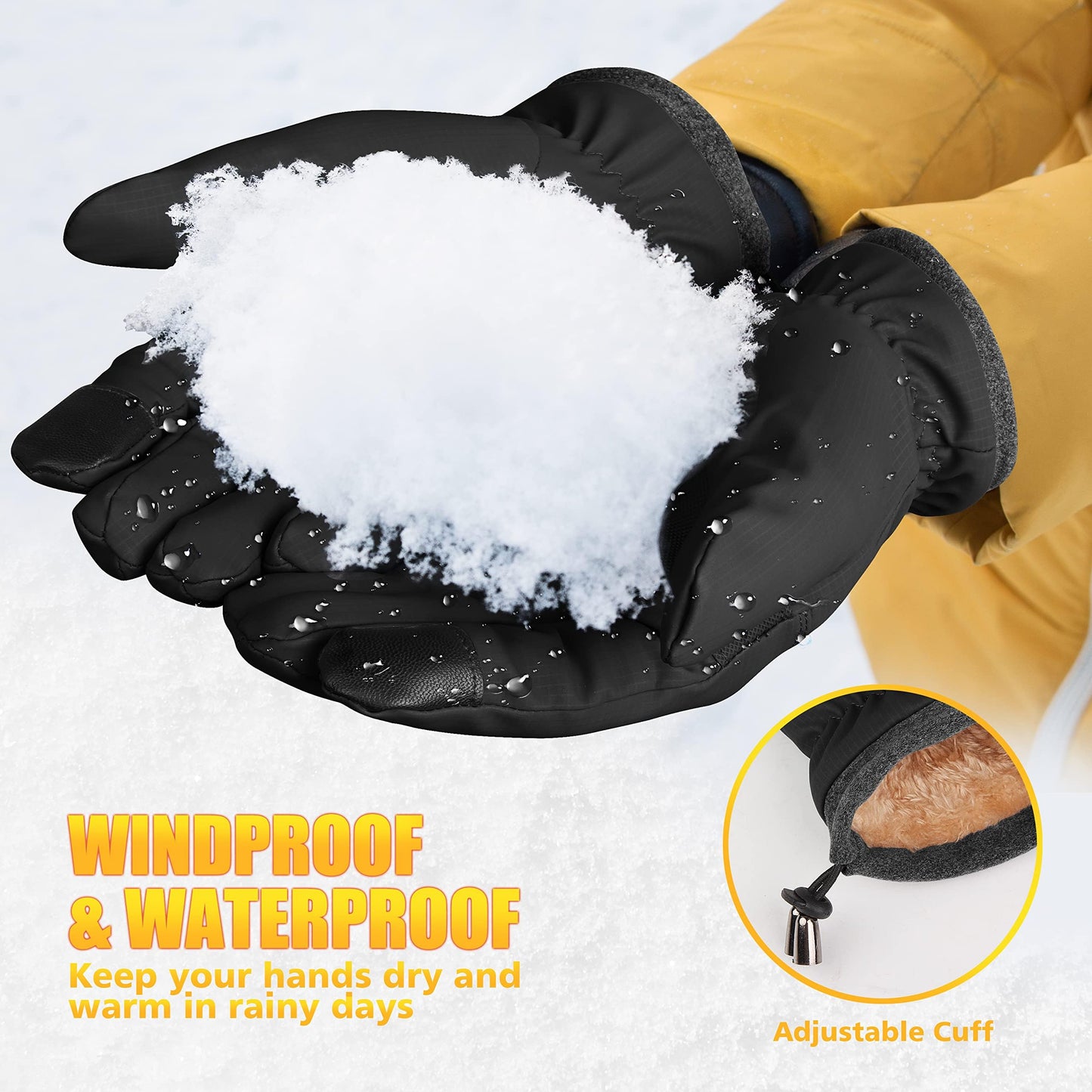 ihuan Winter Waterproof Ski Gloves Men Women, Snow Cycling Gloves Cold Weather, Running As Stocking Stuffers
