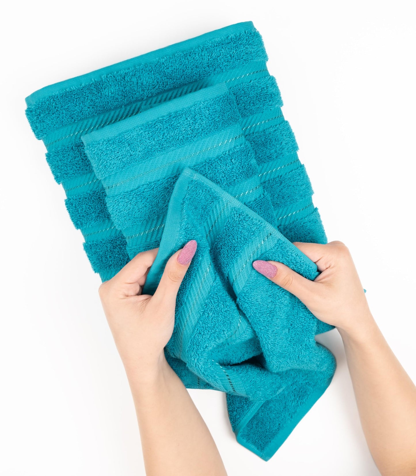 American Soft Linen Luxury 6 Piece Towel Set, 2 Bath Towels 2 Hand Towels 2 Washcloths, 100% Cotton Turkish Towels for Bathroom, Aqua Blue Towel Sets