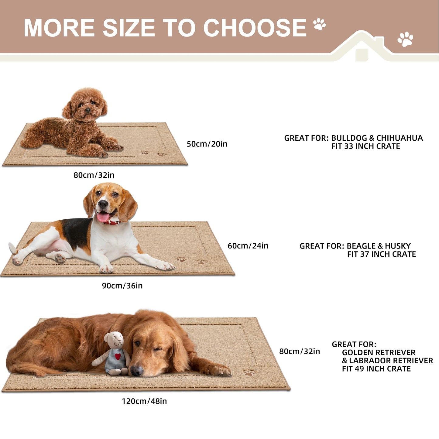 BEQHAUSE Dog Door Mat for Muddy Paws Dirt Trapper Absorbent Indoor Door Mats Non-Slip Washable Entryway Rug Low-Profile Welcome Dog Mat Polyester Mud Mat for Dogs and Wet Shoes,Taupe 32"x48"